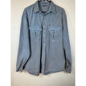 Guess by Georges Marciano Vintage Size 2 Button Down Small 80s 90s Made USA Blue